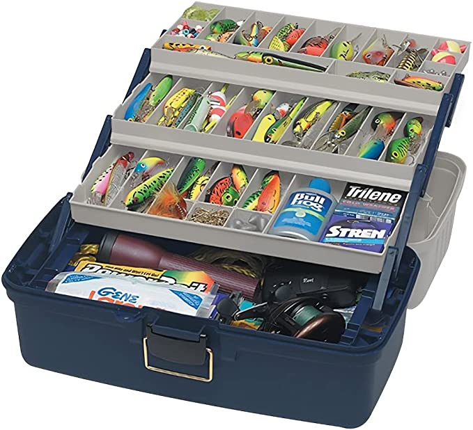 Plano Synergy  Large 3 Tray Tackle Box, Blue/Silver 613306