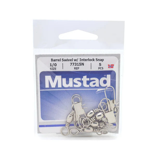 Mustad Barrel Swivel With Interlock Snap