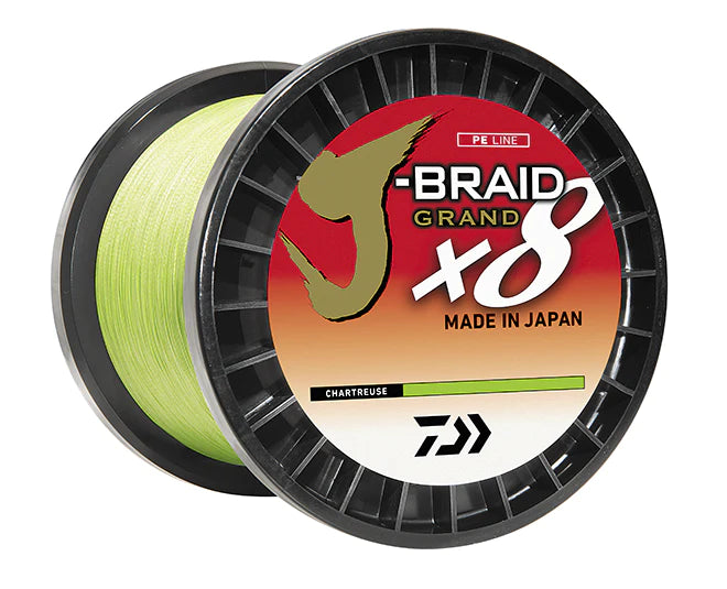 Daiwa J Braided X8 Grand Braided Line  - Chartreuse 3000 Yard