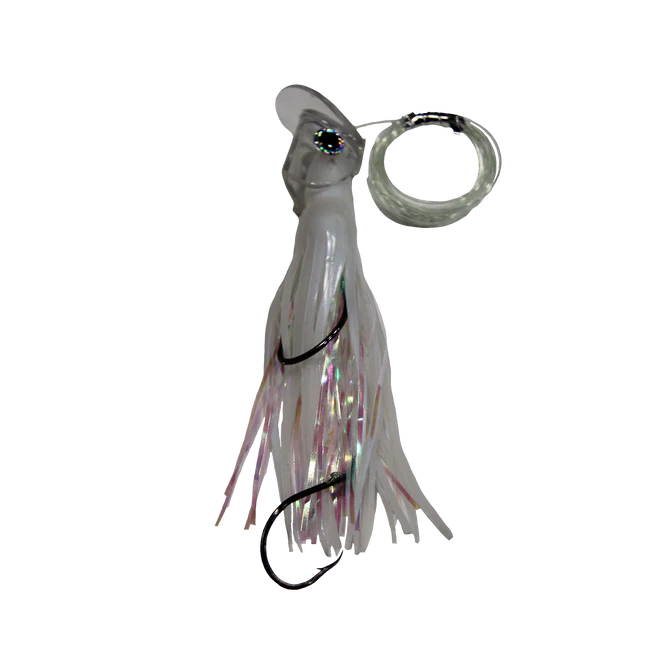 Rig'd UV White Hoochie With Clear UV Head