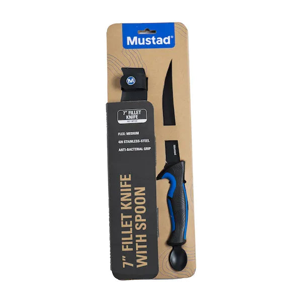 Mustad 7in Fillet Knife With Spoon Blue