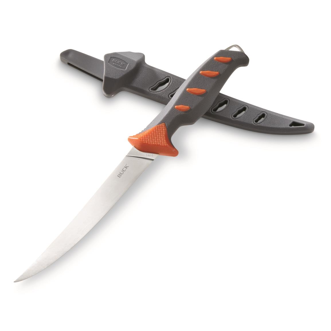 Buck Knives Hookset 9" Fresh Water Fillet Knife Orange/Gray Handle With Sheath