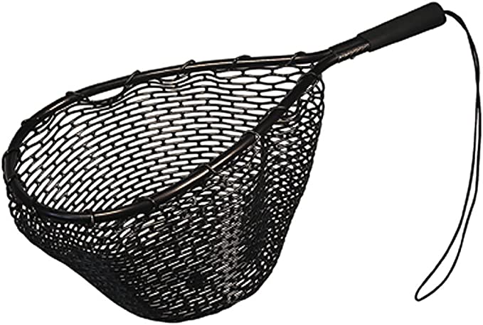  SF Fly Fishing Landing Net with Magnetic Release Curved Handle  Wooden Frame Black Rubber Mesh Net Burls Wood Grain for Streams, Small  Rivers, Hikers : Sports & Outdoors