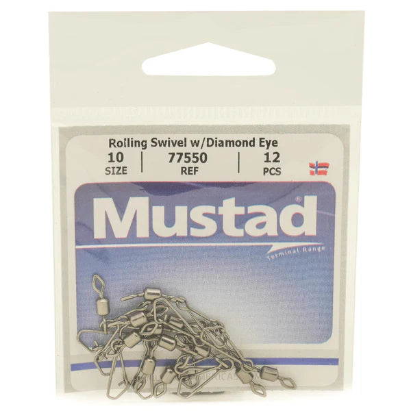 Mustad Rolling Swivel With Diamond Eye & J-Snap