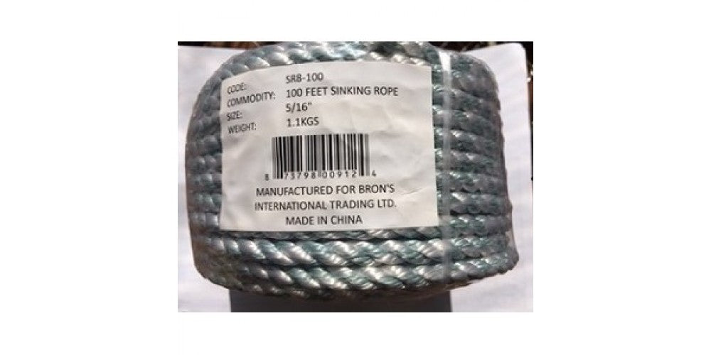 Brons Sinking Rope 100ft 5/16"