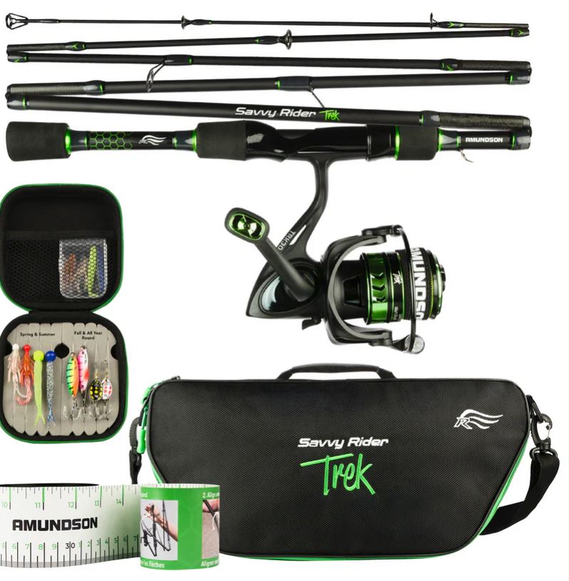 Amundson Savvy Rider Trek Folding Fishing Rod Combo (All-in-One Fishing Kit)