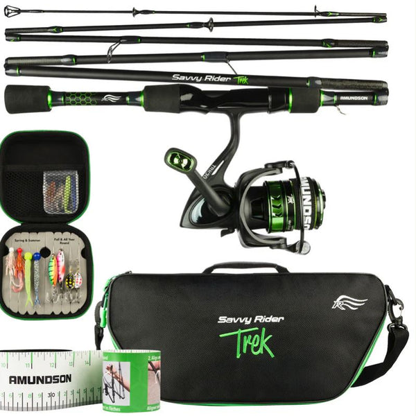 amundson savvy captain spinning combo Amundson Savvy Rider Trek Folding Fishing Rod Combo (All-in-One Fishin