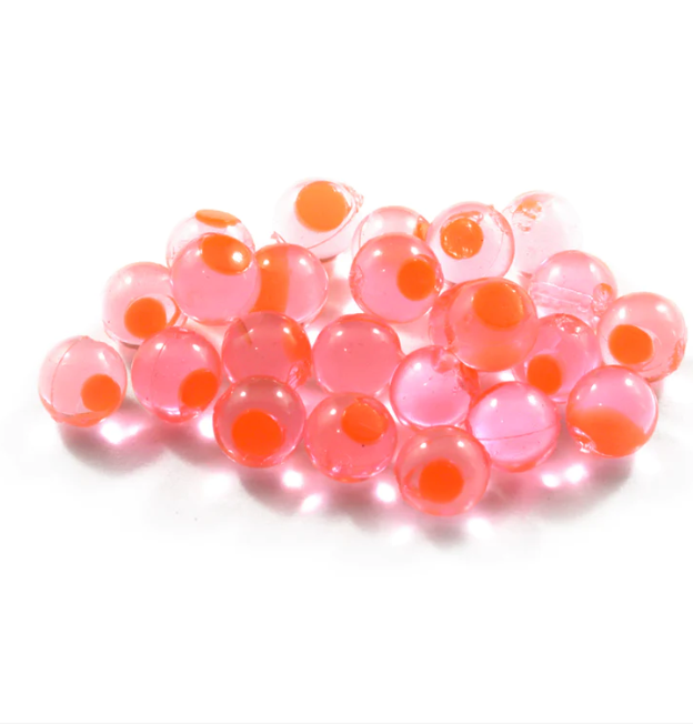Cleardrift Tackle Soft Beads, 10mm / Candy Apple with Orange Dot