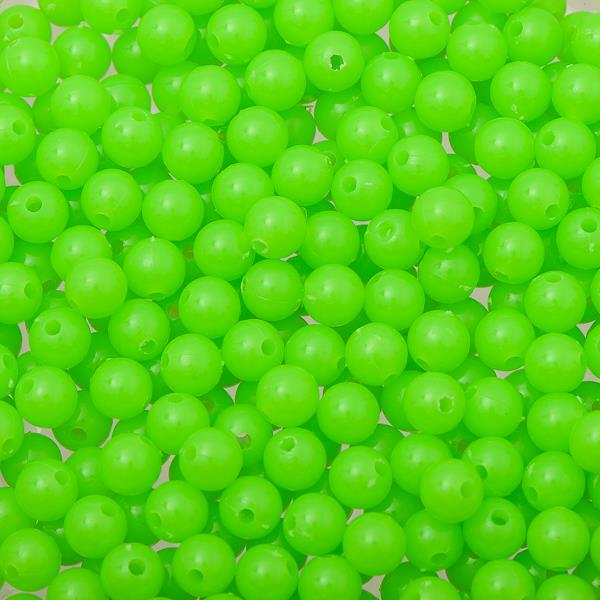 6mm Round Plastic Beads 1000/pk - Fluorescent Green